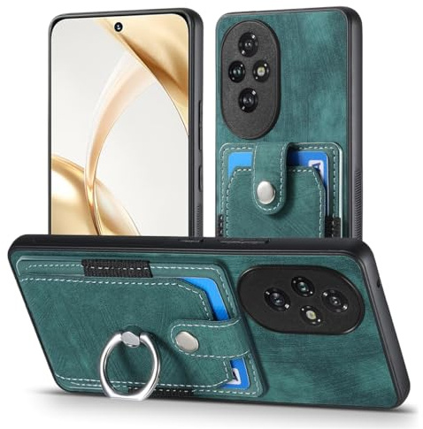 MOJIA Coque pour Honor 200, Étui Porte-Cartes Ultra Mince, Housse de Téléphone en TPU, Coque Multifonction avec Porte-Cartes et Support d'Anneau. Vert