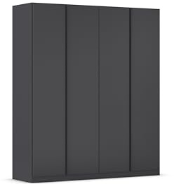 Rauch Möbel MONOSTAR, Kleiderschrank, Farbe Grau metallic, Breite 181 cm | Schrank, Garderobenschrank, 4-türig, Zubehör Premium Plus, für Schlafzimmer, Kinderzimmer, Jugendzimmer, Garderobe, Flur