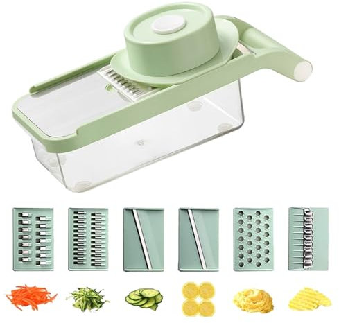 CVNIMV Vegetable Chopper, Pro Onion Chopper, Multifunctional 6 In 1 Food Chopper, Kitchen Vegetable Slicer Dicer Cutter,Veggie Chopper With 6 Blades,Carrot With Container (Green 6 blades)