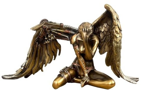 36cm x 20cm Large Resin Ornament Steampunk Angel Sculpture Statue Figurine Vintage Industrial Themed Home Decor