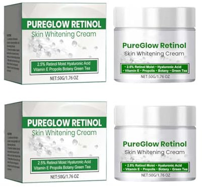 Pureglow Retinol Skin White Cream, Pureglow Retinol Skin Whitening Cream, PureGlow Retinol Hautaufhellungscreme,PureGlow Körperaufhellungscreme,Anti-Aging-Feuchtigkeitscreme für das Gesicht (2PCS, A)