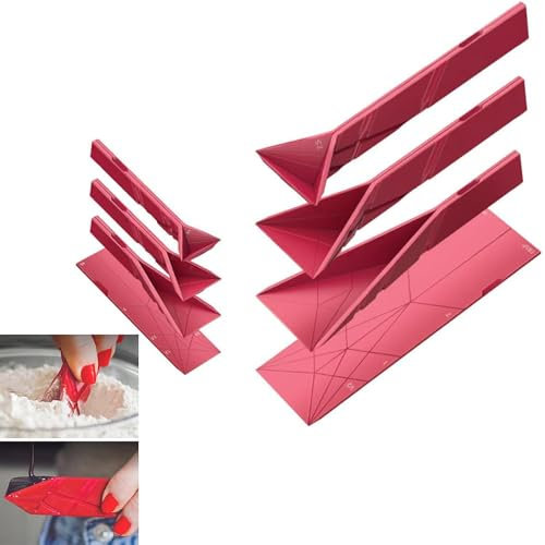 HAOBIN 2 Stück messlöffel silikon Polygons 3-in-1 flacher Messlöffel 3 verschiedene Größen Polygone Messlöffel Multifunktionaler faltbarer Messlöffel,flüssiges und festes Messwerkzeug (rot)