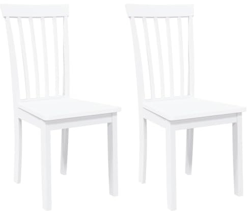 vidaXL Sedie da Pranzo 2 pz Bianche in Legno Massello di Hevea, sedia da pranzo, sedia da cucina, sedile da pranzo, sedia, sedia da soggiorno