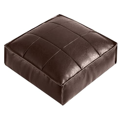 Marokkanischer Kunstleder-Pouf, Ottomane, wasserdicht, Bodenkissen für Heimdekoration, brauner Zucker, ungefüllter Fußhocker mit Stauraum zum Lesen von Haustieren, Schlafsack, M-Bezug und Füllung im