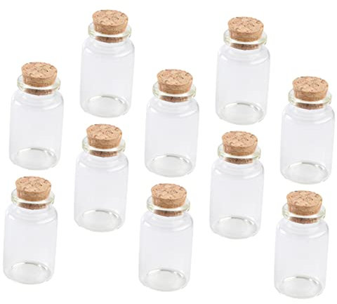 TOPBATHY Botella de Vidrio Corcho 10 Piezas Frasco de Vidrio Duradero Botella de Almacenamiento Multifuncional Tapón de Corcho para y Dulces Diseño Simple y Práctico