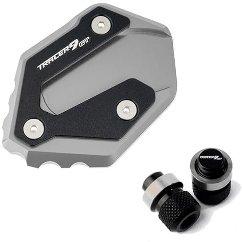 Lange Haltbarkeit Motorradständer Fußvergrößerer Seitenständerverlängerung Ventilkappen Mit Logo Für Y&amaha Tracer 9GT TRACER9GT 2021 2022(Titanium,3)