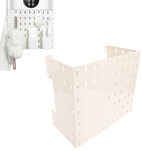 Jadeshay Pegboard, Wall Mounted Display Multi Function Storage Rack, Gas Water Heater Pipe Cover with Adhesive Pads (11.5x26.5x3.5cm/4.5x10.4x1.4in)