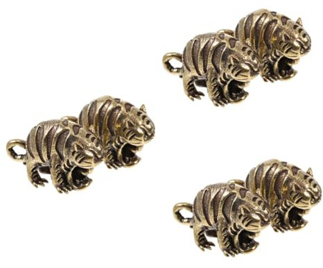 Alipis 3 Sätze Schlüsselanhänger Selber Machen Schlüsselanhänger Zum Aufhängen Sternzeichen-Tiger-anhänger Glückliche Tigerstatuen Perle Messing 2 Stücke * 3