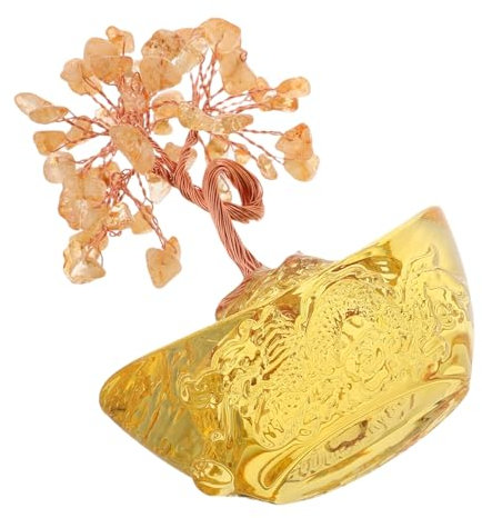 Amosfun Albero Bonsai Con Cristalli Di Base Yuanbao Per Decorazione Prosperità Ricchezza Fortuna Pietre Curative Positive Energia Regalo Compleanno Meditazione