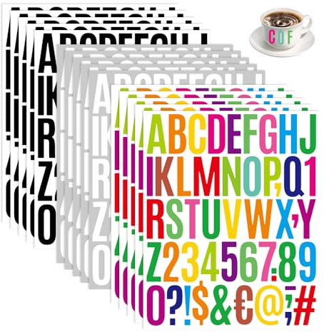GIDWRIY 15 Piezas Pegatinas Letras Adhesivas,Pegatinas de Números y Letras,Etiquetas Números Adhesivos,Calcomanías Letra para Botella,Stickers para Movil Impermeable,Pegatina Laptop Decorativa