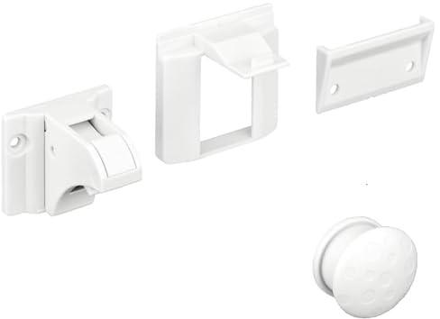 cyclingcolors Cierre magnético de puerta con contrapieza y botón de plástico blanco, cerradura de seguridad para muebles para niños. muebles, cerradura