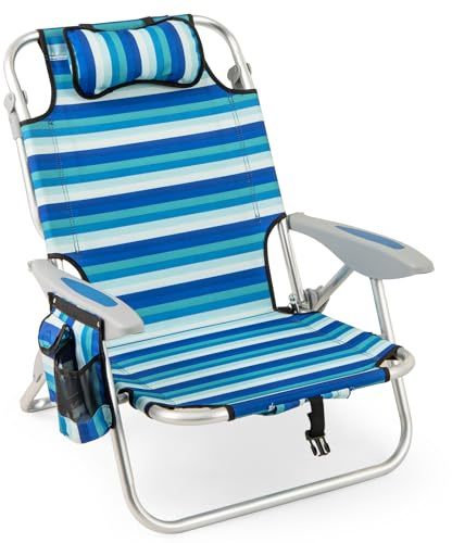 COSTWAY Chaise Longue Pliante, Chaise de Plage en 4 Positions, Appui-tête, Porte-Serviette, Sac Isotherme, Poches, Poignée de Transport, Fauteuil pour Jardin Camping Piscine, Charge 150 kg (1)