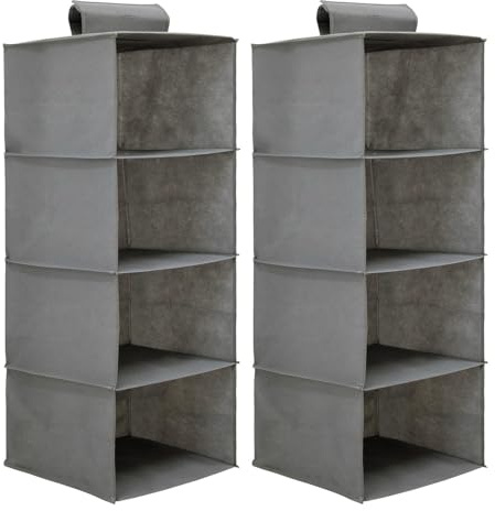 infactory Hänge-Organizer: 2er-Set Hängeorganizer für Kleiderschrank mit 4 Fächern (Hängeaufbewahrung für Camping, Organizer für Studentenwohnung)
