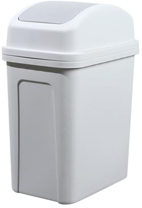 Mülleimer Küche mit Schwingdeckel 10L, Geruchsdicht Abfalleimer geruchsdicht mit deckel, Robust Recycelbarer Kunststoff Papierkorb Rechteckig Tonne für Abfall, Recycling, Familie, Büro (Weiß)