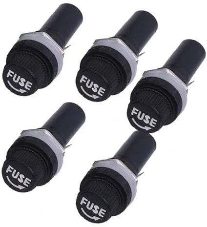 Sicherungshalter 5 Stück 5 x 20 6 x 30 mm Sicherungshalter für Versicherungsrohr schwarz 10 A 250 V AC 15 A 125 V AC (Schwarz, 5 x 20 mm)