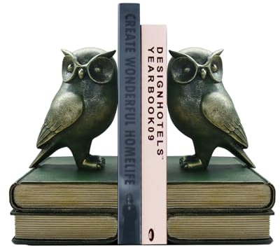 Buchstützen für Regale, Retro-Bronze, Eule, dekorative Buchstützen, niedliche Tier-Buchhalter für Kinderzimmer, Büros und Schlafzimmer (Bronze)