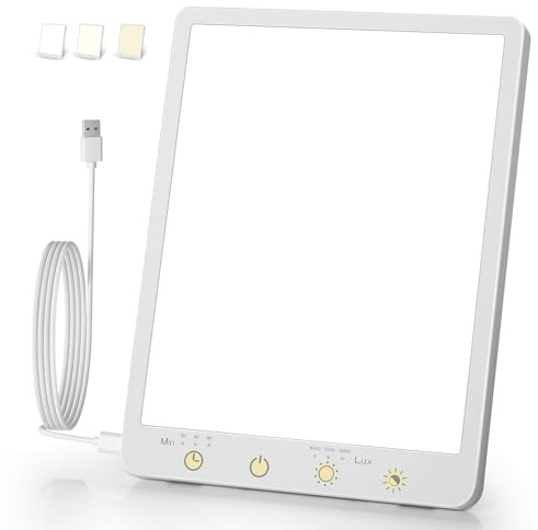 Light Therapy Lamp - 10000 Lux 3 Color Temperature & Wall Mount Therapy Light, Touch Control Daylight Lamps with Memory Function for Home/Office Use As Lift Mood.