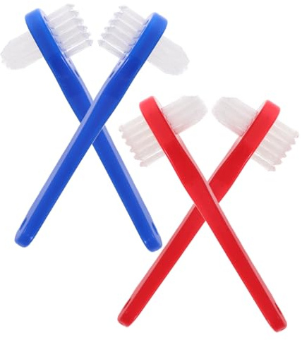 BAZEITFLOW Brosse Pour Prothèses Dentaires Petite Portable 4 Pièces Double Face Poils Souples Nettoyage En Profondeur Voyage Hygiène Adultes