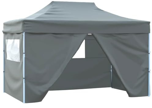 Faltzelt Pop-Up mit 4 Seitenwänden, 600D Oxford mit PVC-Beschichtung, Pulverbeschichteter Stahlrahmen, UV- und wasserbeständig, Camping Pavillon, Garten, Party, Anthrazit, 431 x 291 x 315 cm