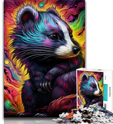 Puzzle da 1000 pezzi per adulti e adolescenti animali tasso del miele puzzle per adulti gioco per famiglie antistress sfida difficile adatto alle coppie 38x26cm
