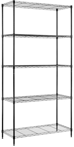 Nilpferd Metallregal mit Rollen, 5 verstellbare Ebenen, 180 x 90 x 40 cm