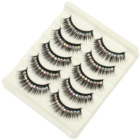Alipis 10 paires Faux Cils Shiny Longs Dramatiques avec Pierres Brillantes de Cils Artificiels Épais et Brillants pour Maquillage Femme et Fille Extension pour Regard Impactant