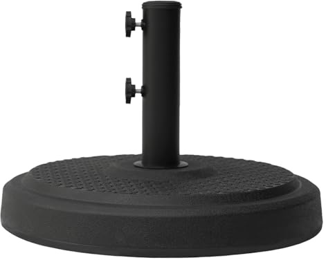 Helios&Hestia Base rotonda per ombrellone in cemento preriempita da 20,9 kg, per esterni, resistente, per patio, mercato, tavolo, ombrellone, nero