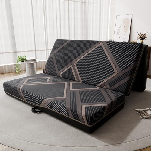 Vamcheer Klappmatratze 140x195x15 cm, 3-teilig Faltbare Gästematratze | Extra Dicke 15 cm Klappbares Gästebett, Waschbarer Bezug, Faltbares Gästebett Mit Griff für Reisen & Zuhause Dunkelgrau