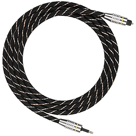Dioche 3.5mm to SToslink to Mini Plug 3.5mm Optical Fiber Digital Cable - Gold Plated Connector, 2m, Low-Loss, High-Fidelity Sound for Home Theater Systems (1.5m/4.9ft)
