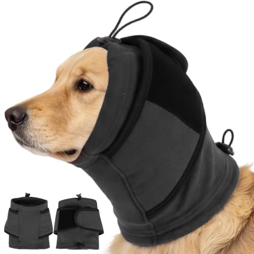 Katzinst Hund Snood zur Ohrenpflege, Gehörschutz bei Lärm & Angst, OP Nachsorge für Blutohren, weich & atmungsaktiv, Grau S
