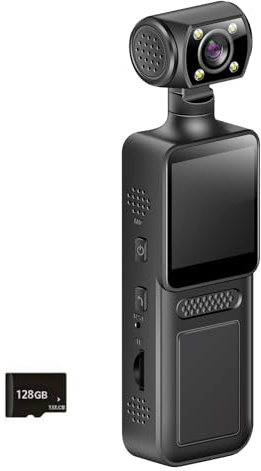 4K Body Camera Video Piccolo Corpo Indossabile Portatile Obiettivo Rotabile di 180 Gradi Sport Azione Video Esterna Registrazione Video Portatile Clip Posteriore Fotocamera Sportiva