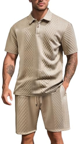 amropi Hombre Deportiva Conjunto de Chandal Jacquard Sudaderas con Capucha y Jogging Pantalones 2 Piezas