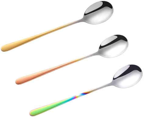 HOMOBABE 3 Cucharas Soperas Mango Largo Acabado Pulido y Diseño Elegante y Acero Inoxidable Ideales para Restaurantes y Celebraciones para Restaurantes Celebraciones