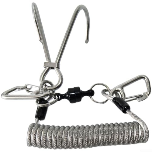 Accarugty Gancho de flujo de buceo de doble cabeza de acero inoxidable 316 con grillete magnético, gancho de seguridad resistente para buceo subacuático, tracción de 190 kg (color translúcido)
