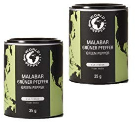 Grüner Pfeffer aus Malabar - World of Pepper - 2x 35g - grüne Pfefferkörner aus von der Küste Indiens - Premium Qualität mit Zufriedenheitsgarantie