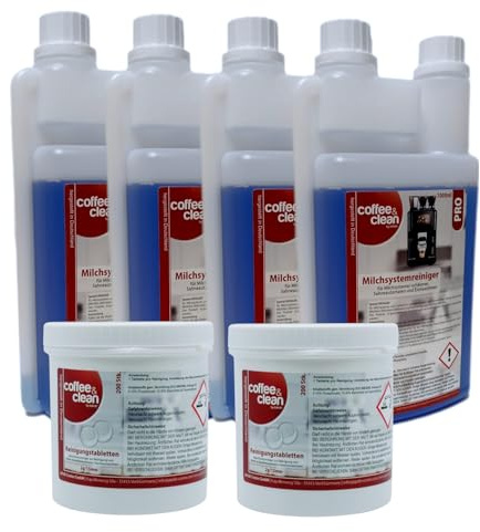 4 x 1L Milchschaumreiniger + 2 x 200 Reiniger-Tabs á 2gr für Kaffeevollautomaten