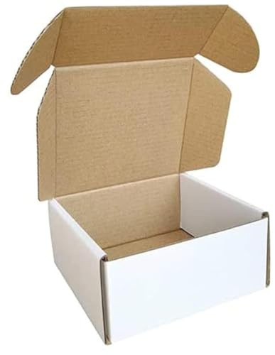 Korrugerad brevlåda, små fraktlådor, innerstorlek 10 cm x 10 cm x 5 cm, ostronvit (50)