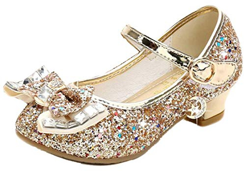 mama stadt Disfraz Princesa Zapatos Zapatillas de Lentejuelas Antideslizante Niñas Zapatos de Tacón Zapatillas de Baile para Vestir Fiesta Cumpleaños Boda Infantil 26-38
