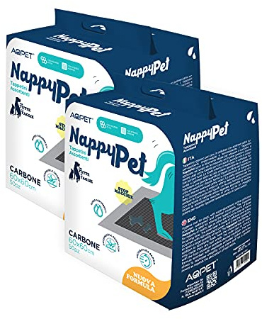 Funhobby Italia Srl Tappetini igienici assorbenti con Carbone Attivo Anti Odore e Anti Macchia per Animali Domestici Pannolini per Cane 60x60 100 pz