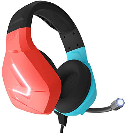 Orzly Casque de Jeu avec Microphone Compatible pour Les Consoles de Jeu Nintendo Switch OLED Joycon Color Match LED Microphone et télécommande - Hornet RXH-20 Tanami Edition