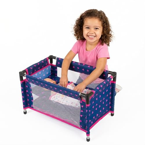 Kinderplay Lettino da Viaggio per Bambole – Culla pieghevole con borsa – Adatto a bambole fino a 46 cm – Rete traspirante, coperta e cuscino inclusi