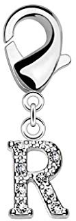 Paula & Fritz® Damen Charm-Anhänger Buchstaben Zirkonia Bead Träger-Armbänder 316L Chirurgenstahl Bettelarmband Arm-Schmuck Hals-Ketten Fuß-Kettchen