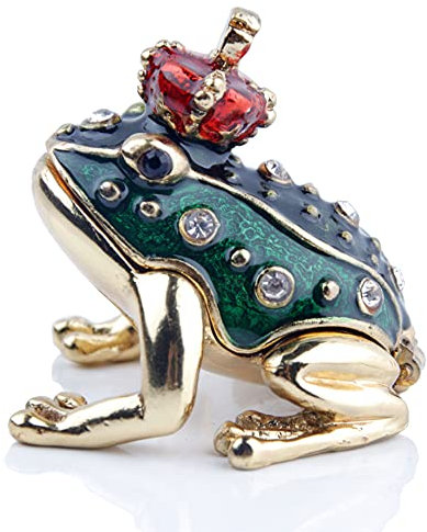 SEVENBEES Small Frog Prince Trinket Boxes Hinged Frog Figurine Jewelry Boxes Gift for Girls Women - Mothers Day Gifts