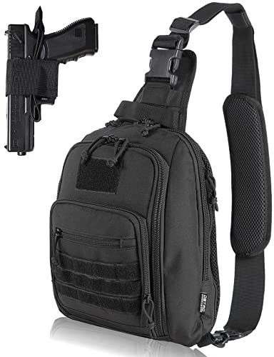 DBTAC Tactical Personal Defense Bags & Packs | 8L Tactical Bag Shoulder Chest Pack with Sling for Concealed Carry, Range, Travel, Hiking, Outdoor Sports (Black)