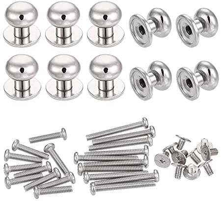 sourcing map 12mm Head Dia. Round Knobs Pull Handle, 10pcs Zinc Alloy for Drawer Pulls Gift Box Cabinet Door Knobs with M3x14,M3x25 Screws, Silver Tone