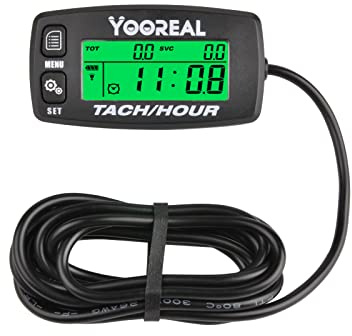 Yooreal Digitaler Drehzahl-/Stundenzähler, Wartungsalarm, austauschbare Batterie für Rasentraktor, Generator, Mini-Fahrrad, Kettensäge, ATV, Außenbordmotor, Schneemobil