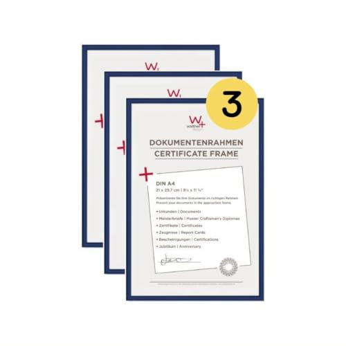 walther design cornice blu 21 x 29,7 cm (DIN A4) Confezione da 3, nuova cornice in plastica Lifestyle KV130L3