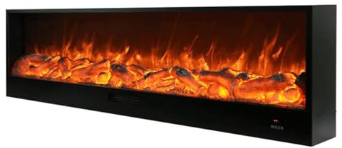 Sined Caminetto Amiata Caminetto Elettrico Da Incasso e Appoggio Da 180 Cm Con Potenza 1500w Nero Camino Da Interno Effetto Fiamma 6 Intensita Telecomando Struttura a Pannelli Laminati a Freddo