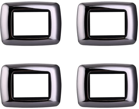 4 placas de plástico, modelo abombado, compatible con Bticino Living Light (3 plazas/módulos, cromado brillante)