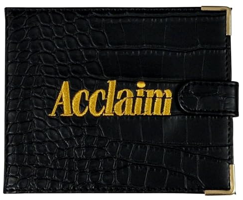 Acclaim Folding Wallet Style Lawn Bowls Bowling Scorecard Holder Synthetic Texture Effect Press Stud Closure 12.5 cm x 10 cm Closed (Black)